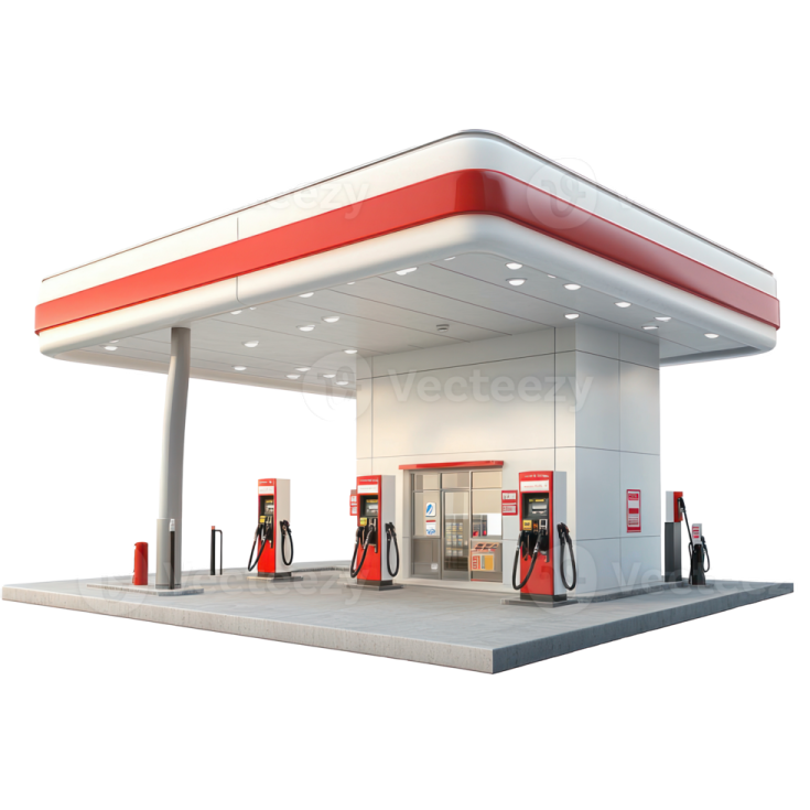 a gas station on a white background