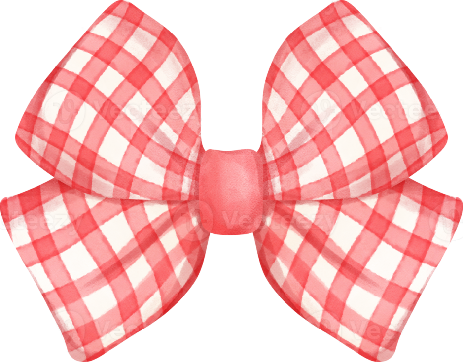 a red and white plaid bow