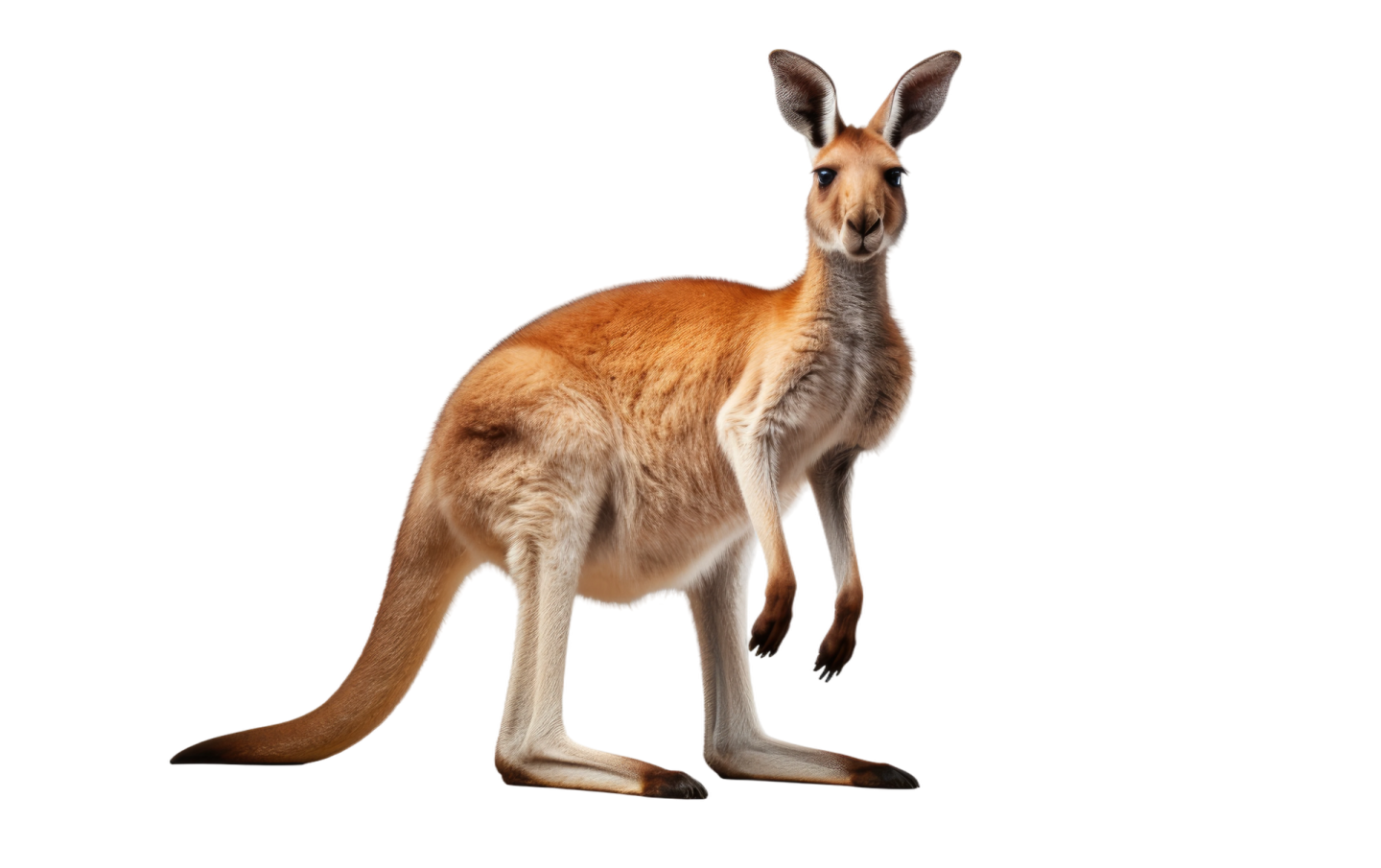 a kangaroo standing up against a white background