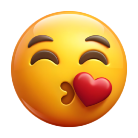 a smiley face with a heart in its mouth