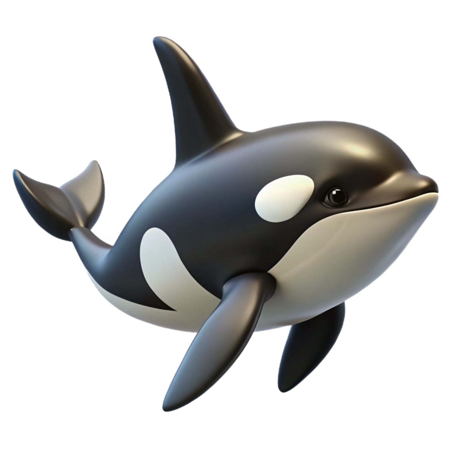 a black and white orca whale on a white background