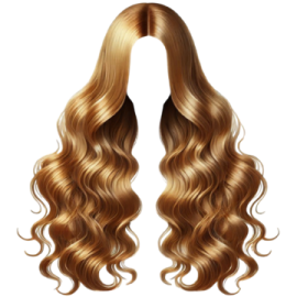 a pair of blonde hair on a white background