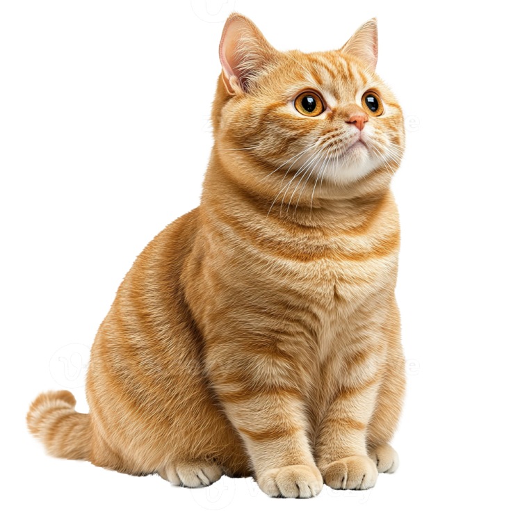 an orange cat sitting on a white background