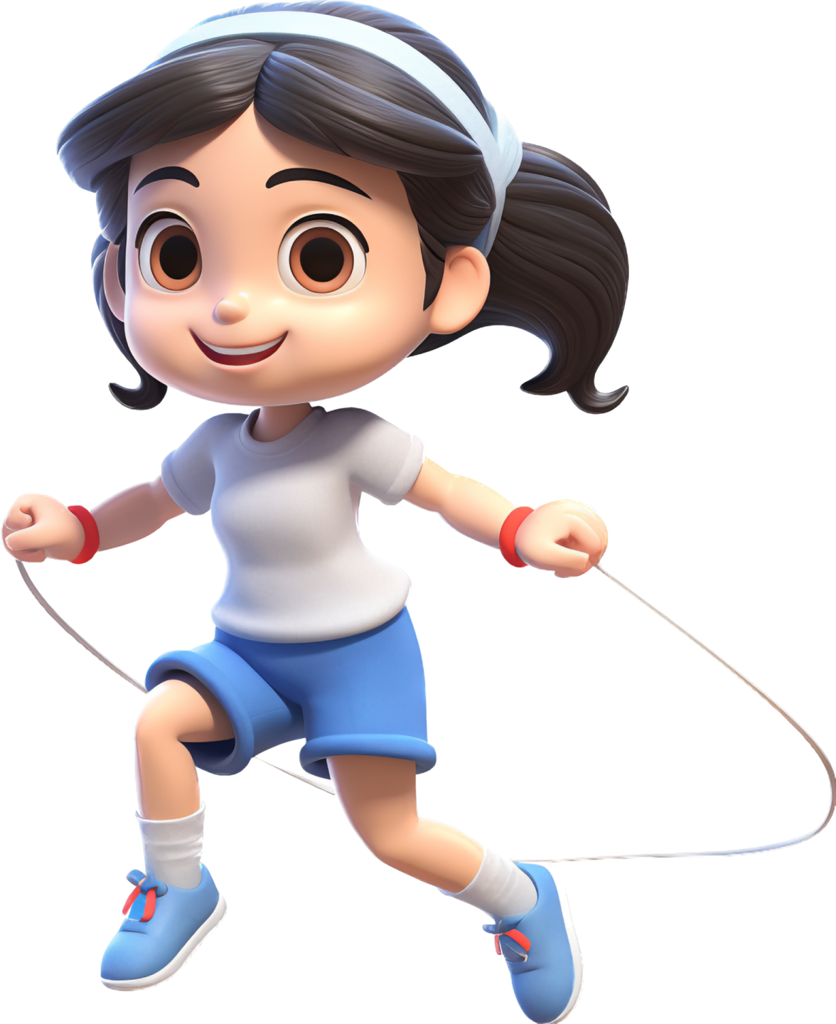 a little girl is playing with a skipping rope