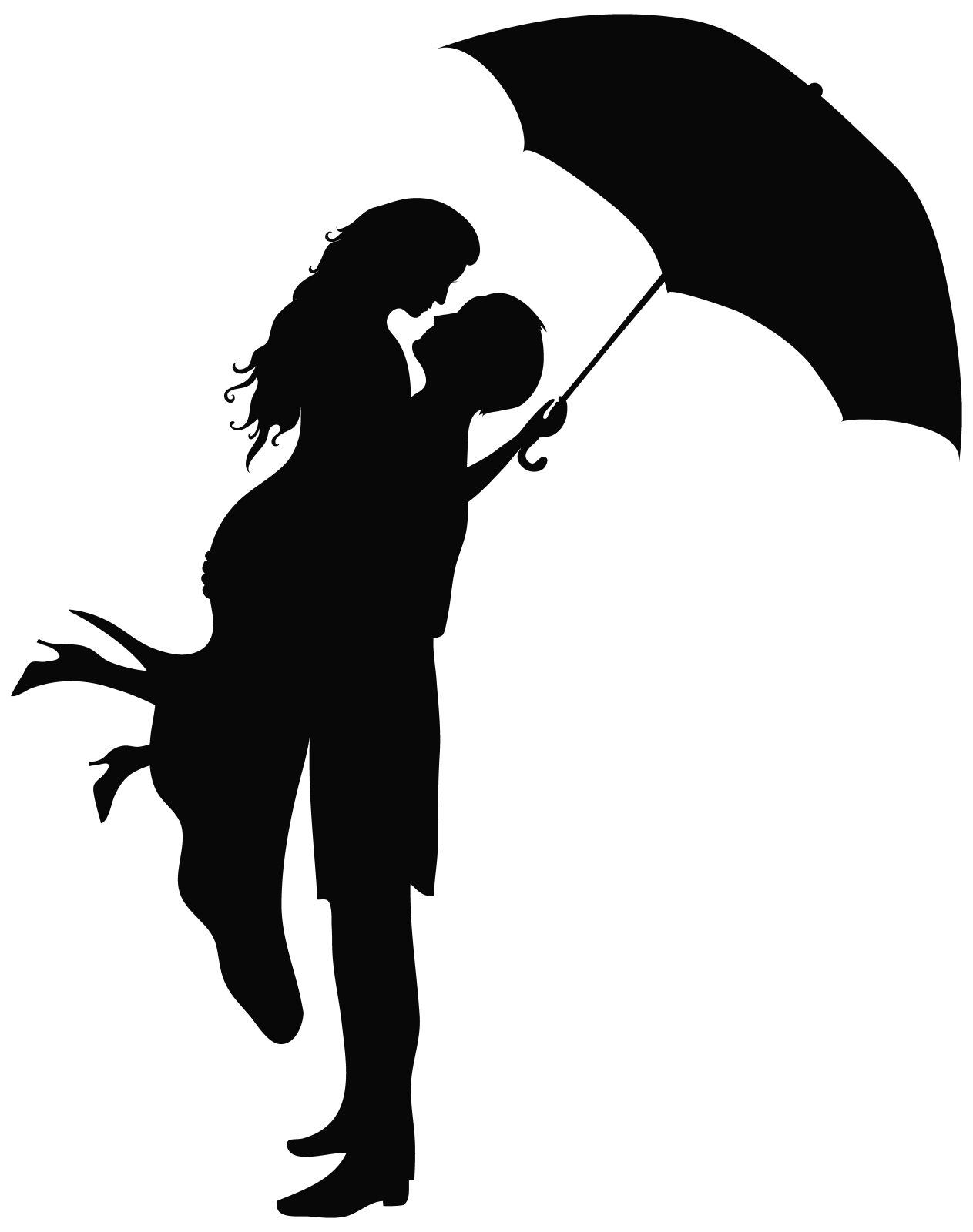 a silhouette of a woman holding an umbrella