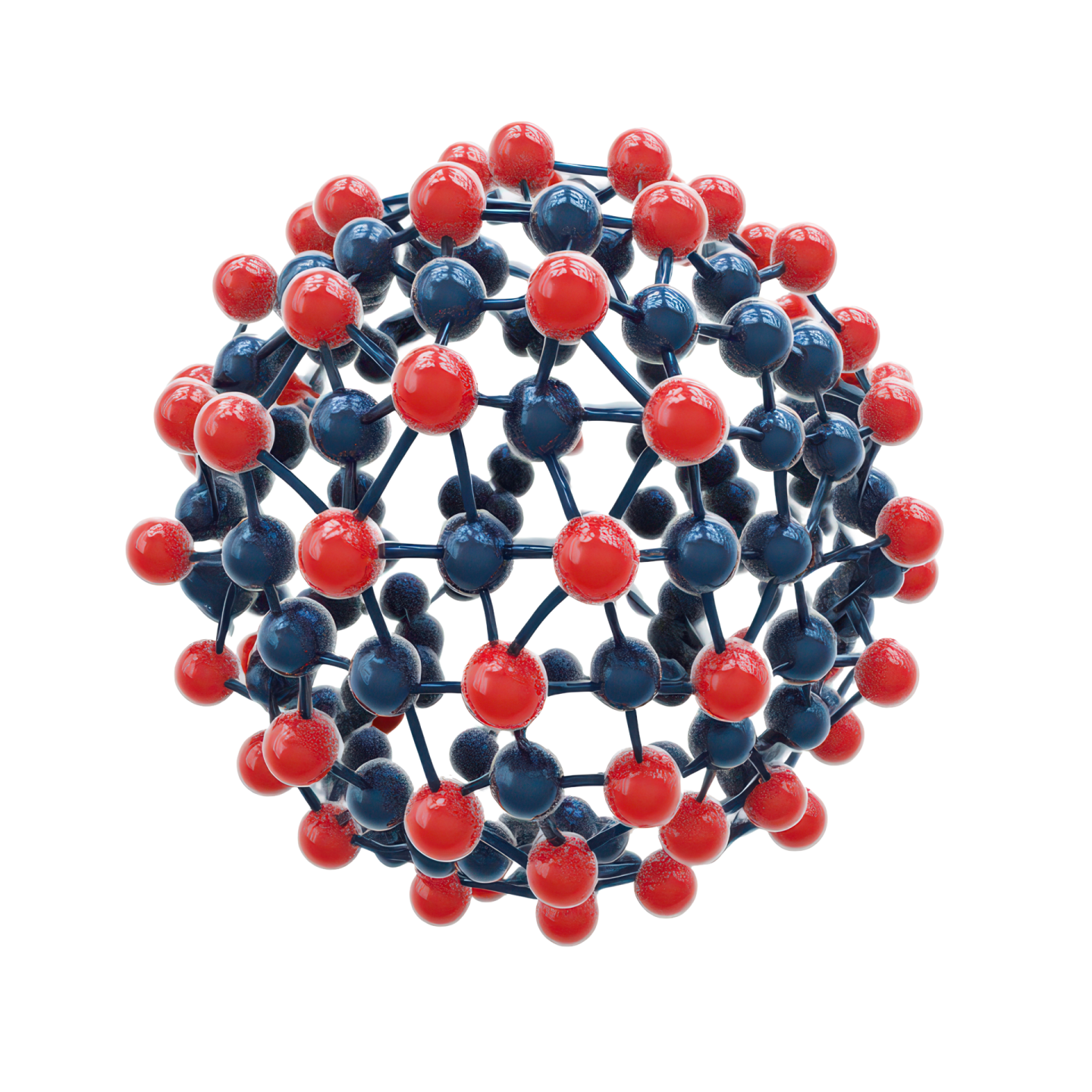 a molecule with red, white and blue spheres