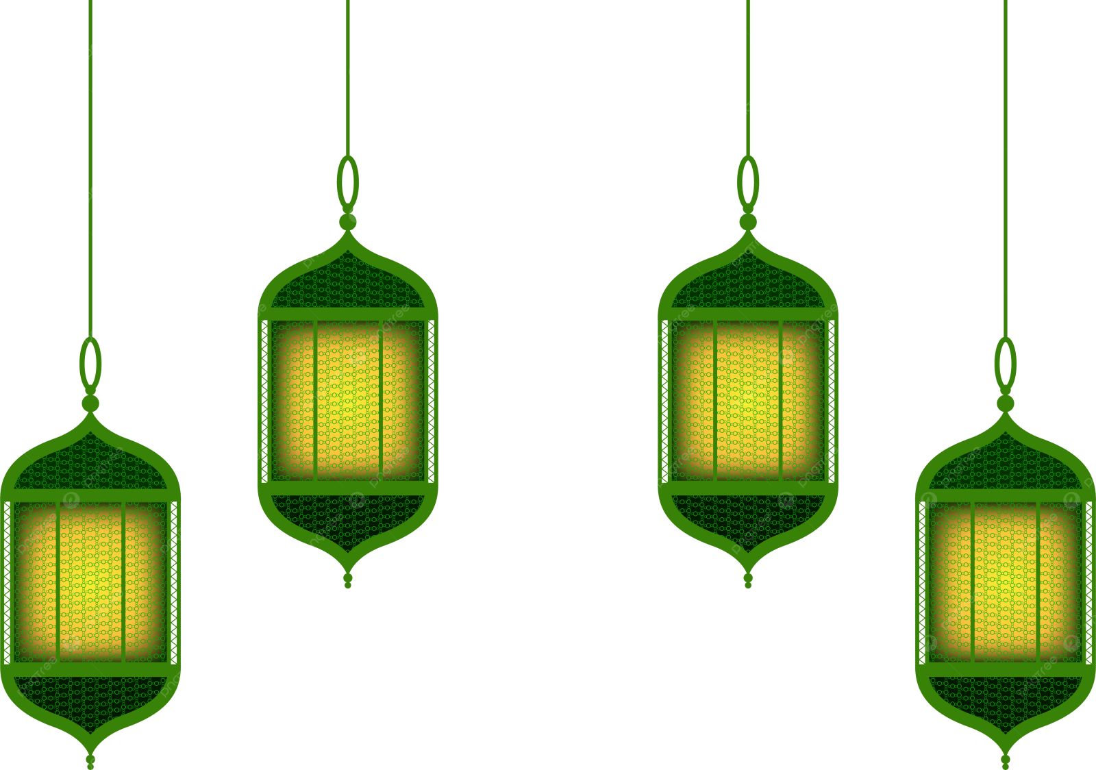 three green lanterns hanging from the ceiling