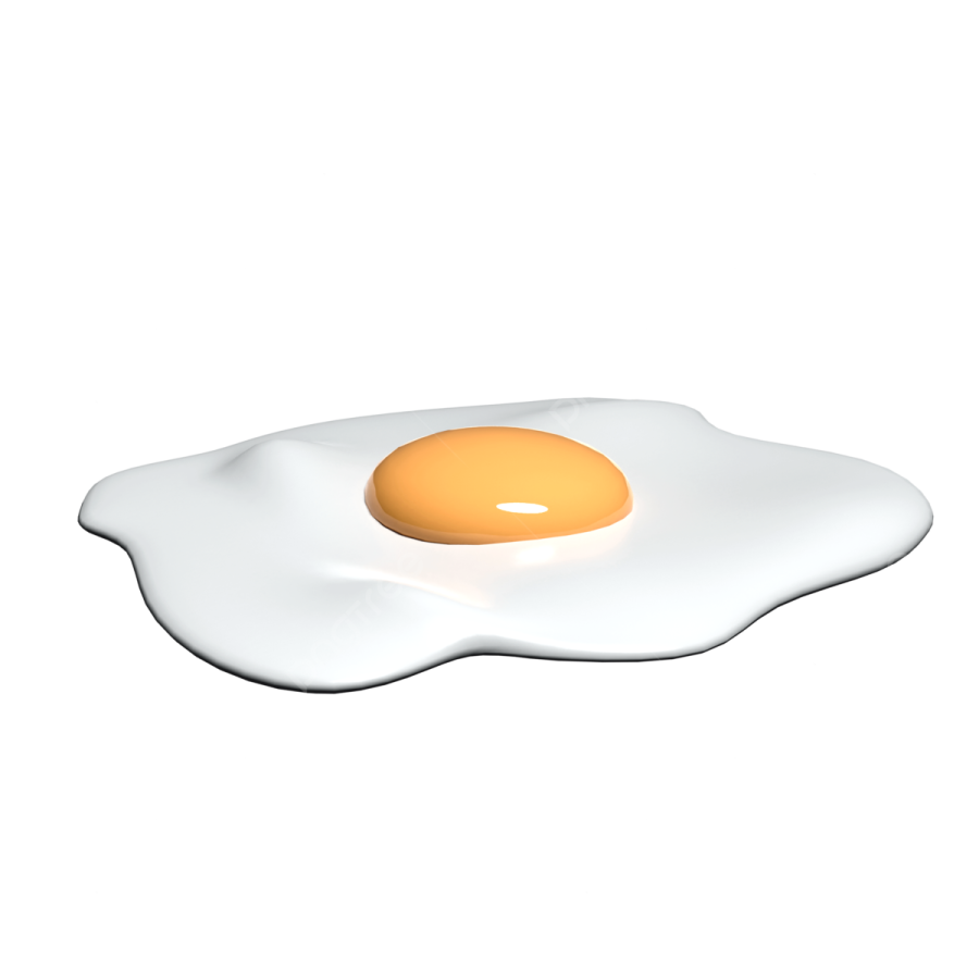 a fried egg on a white background