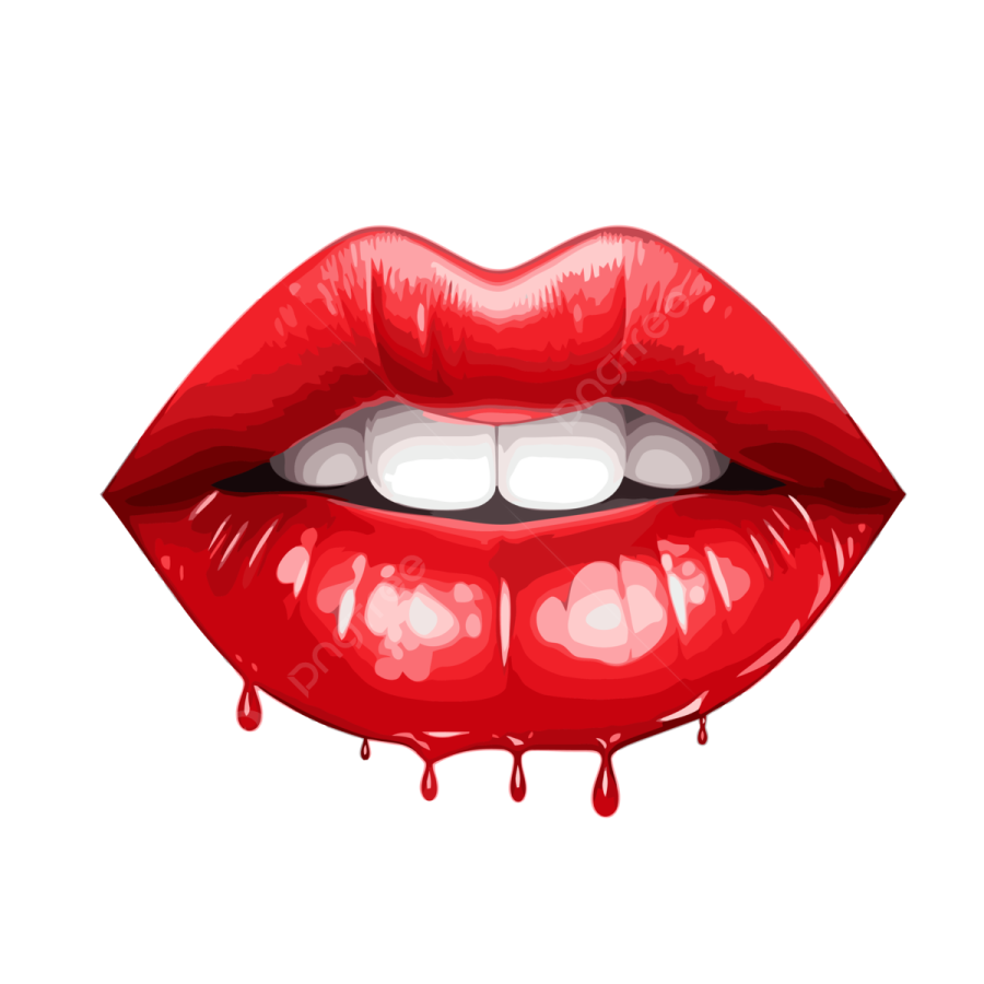 a red lips with dripping blood on it