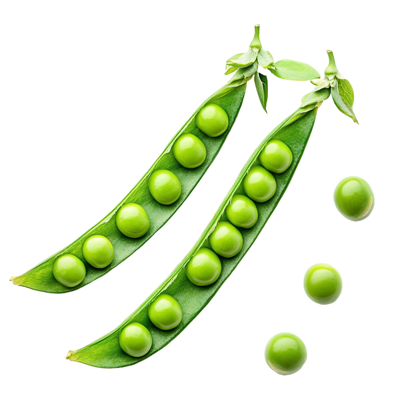 green peas on white background