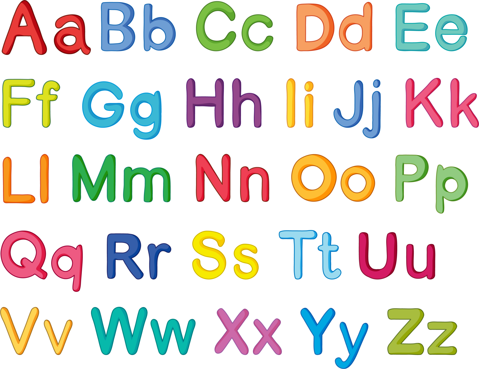 a colorful alphabet with letters and numbers