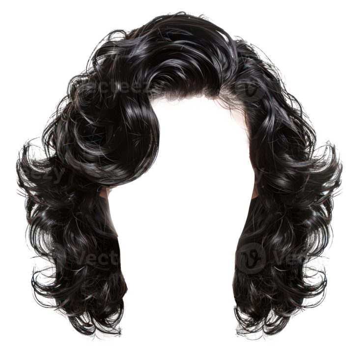 a woman with long black curly hair