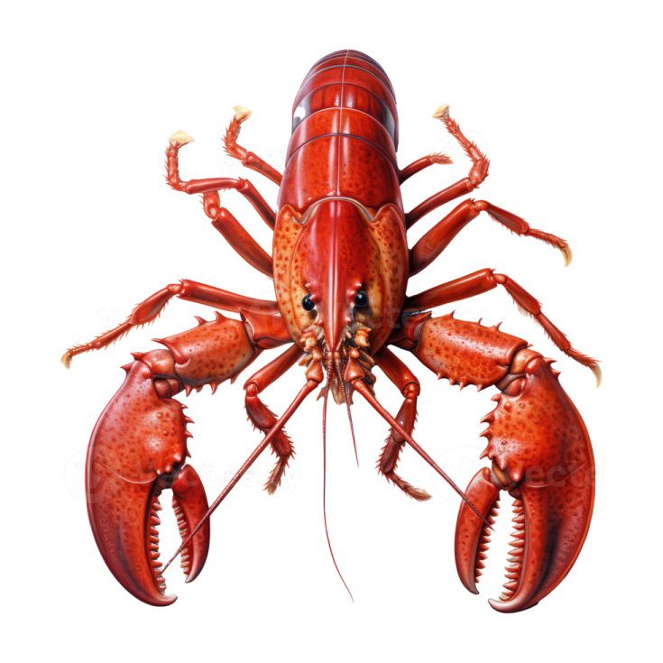 a red lobster on a white background