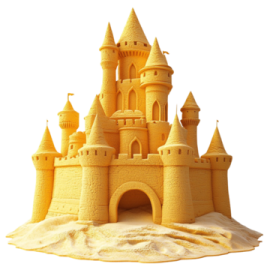 a sand castle on a white background