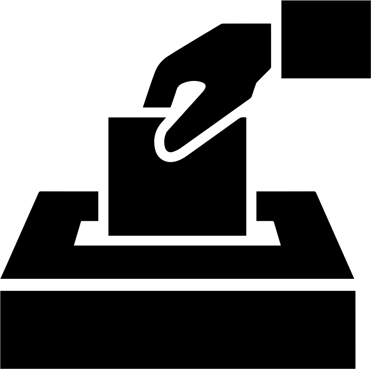 a black and white icon of a voting box