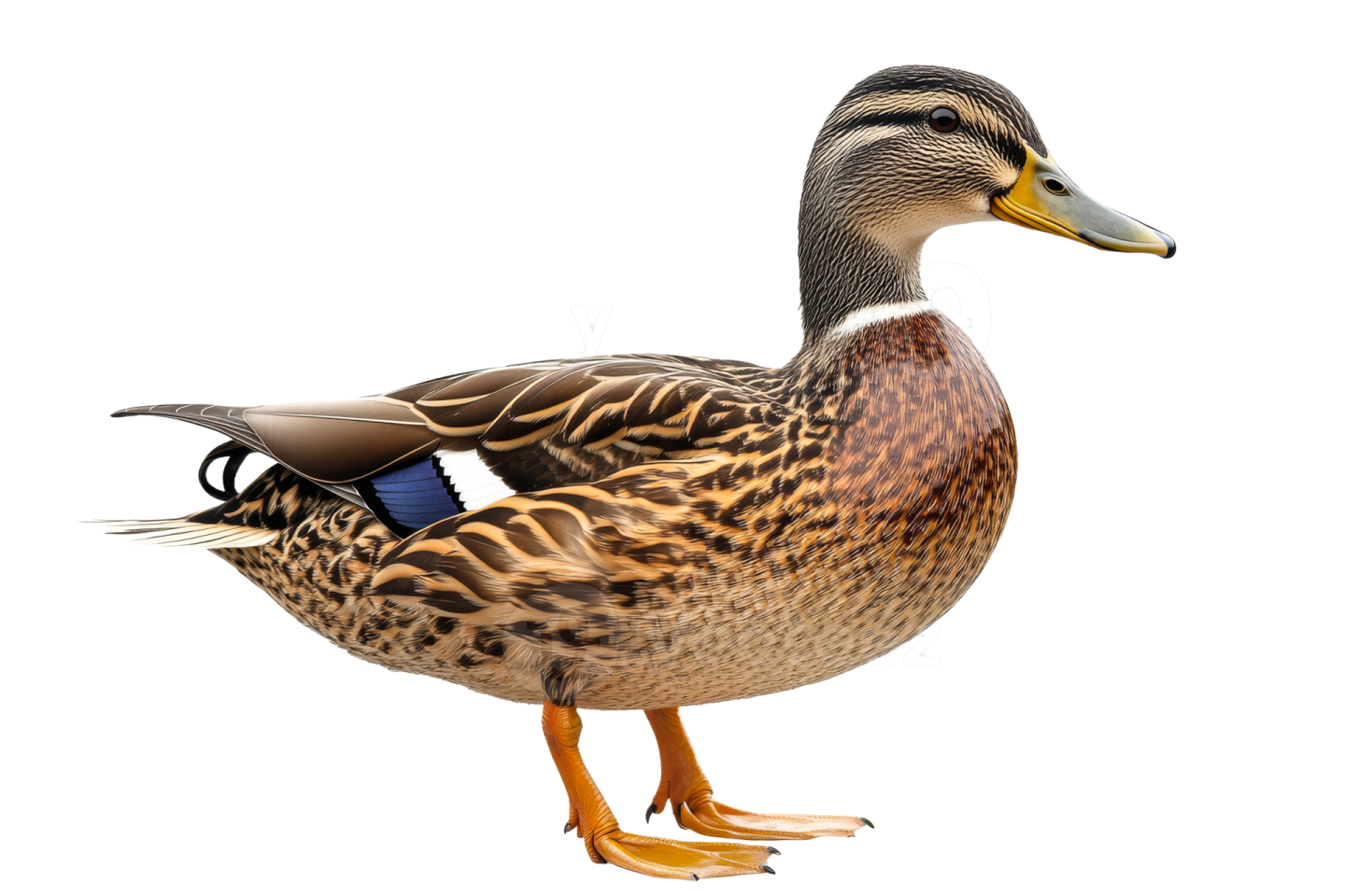 a duck standing on top of a white surface