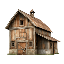 an old barn on a white background