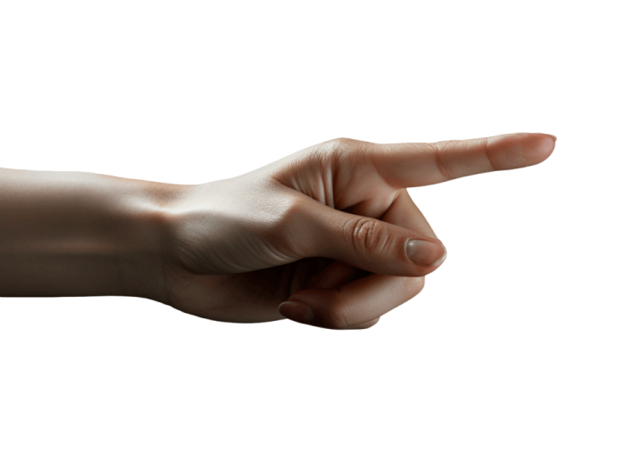 a person's hand pointing at something