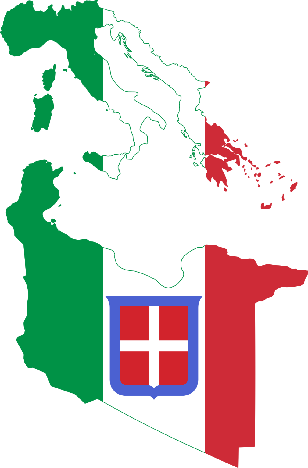a map with the flag of italy