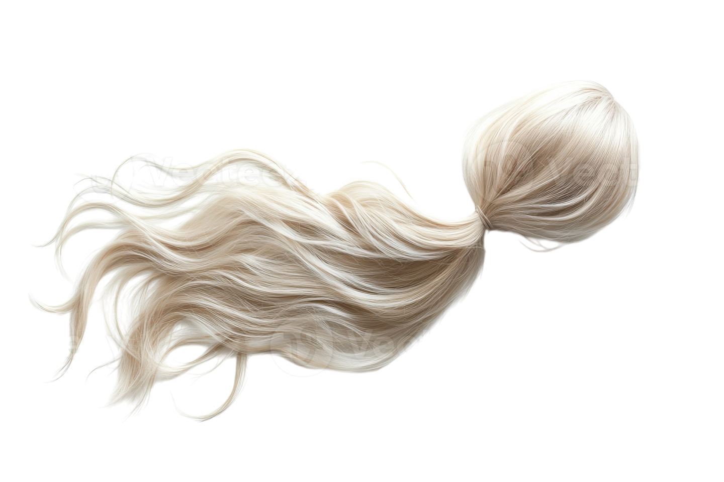a woman with long blonde hair flying through the air