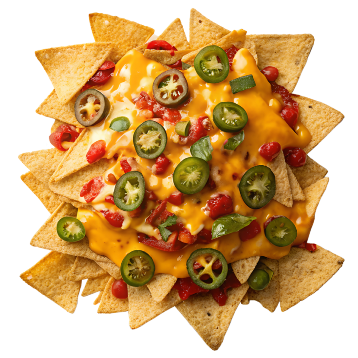 a bowl filled with cheese, tomatoes and green peppers