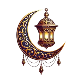 a crescent with a lantern hanging from it