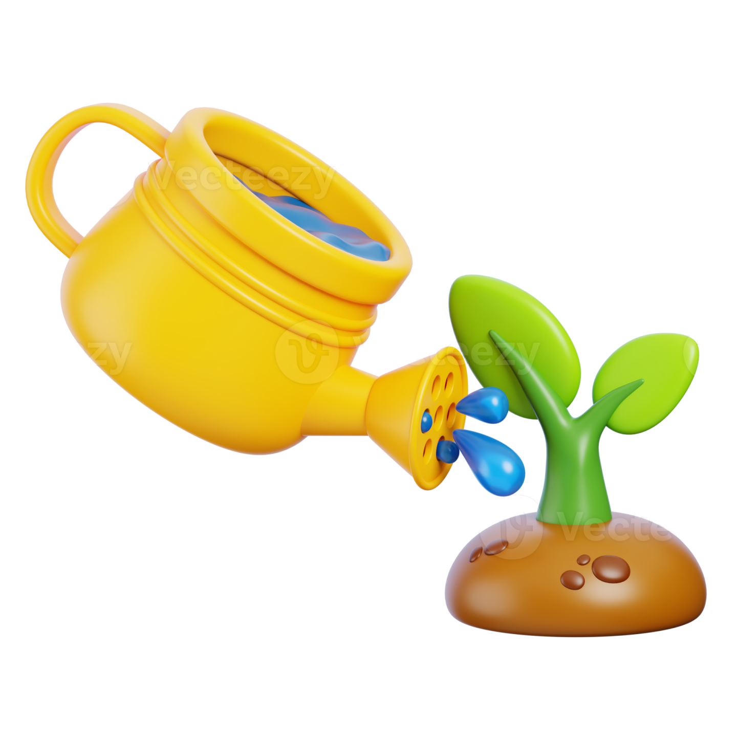 a watering pot with a plant growing out of it