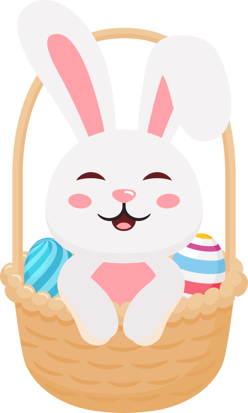 an easter bunny with a basket full of eggs