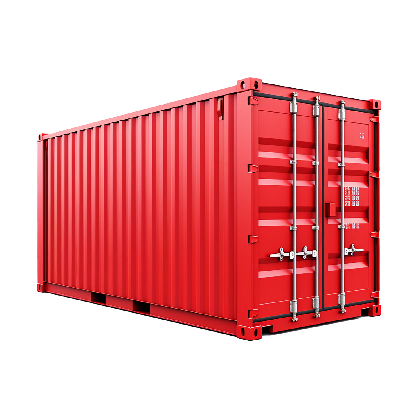 a red shipping container on a white background