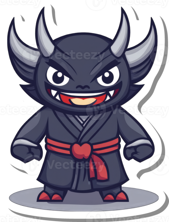 an illustration of a black and red devil character