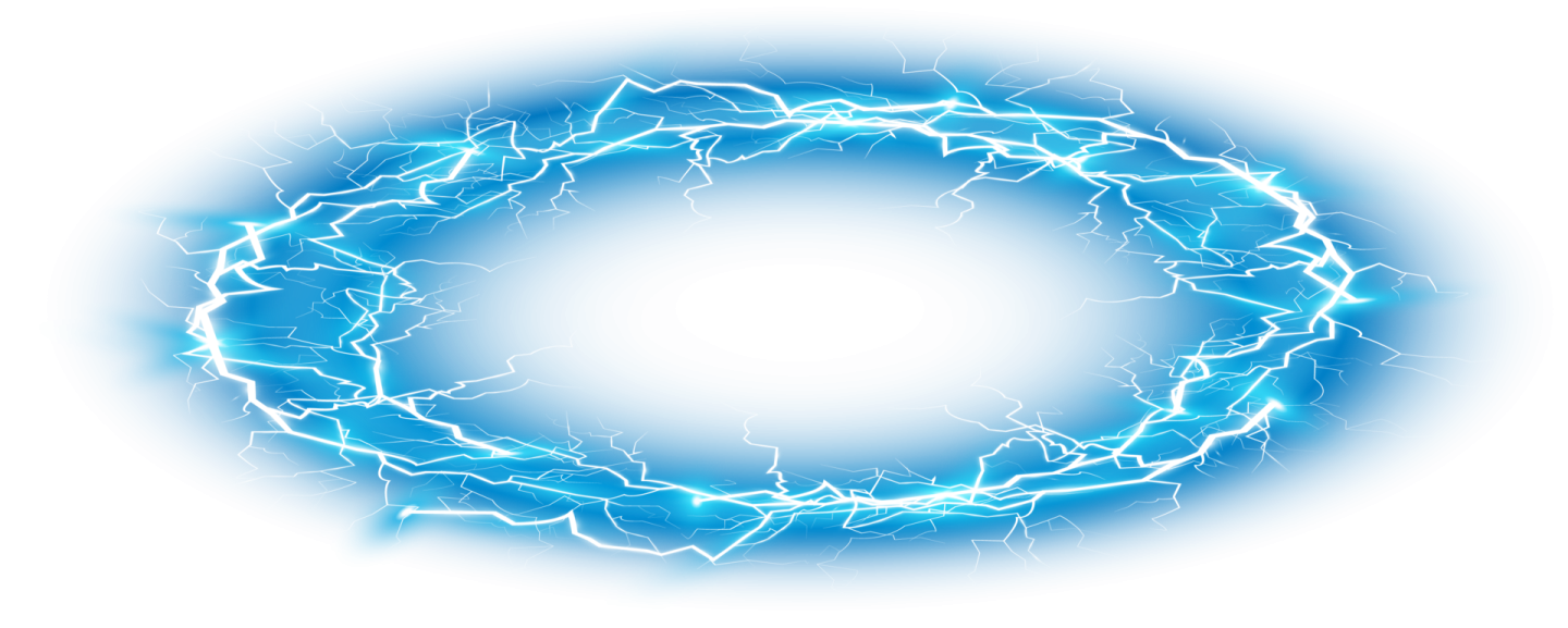 a circle of lightnings on a white background