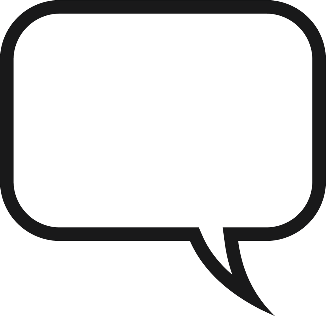 a black and white speech bubble