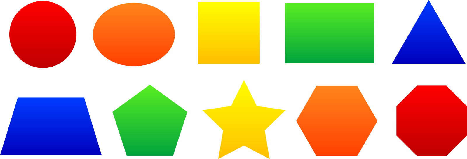 a set of four different colored shapes