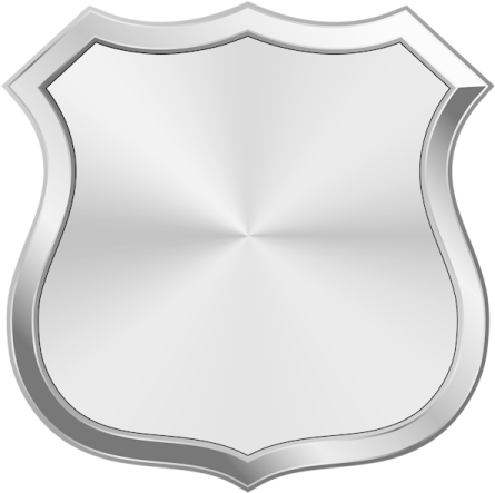 a silver shield on a white background