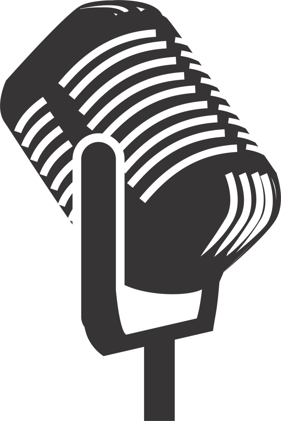 a black and white image of a microphone