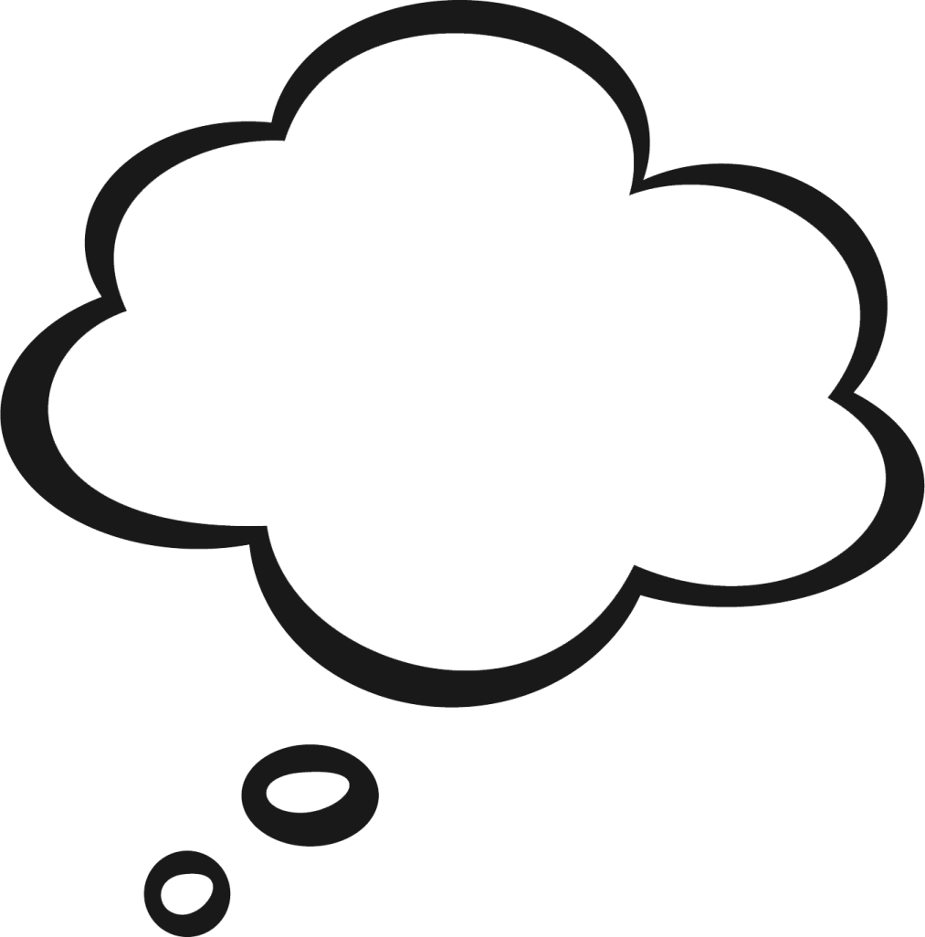 a black and white thought bubble