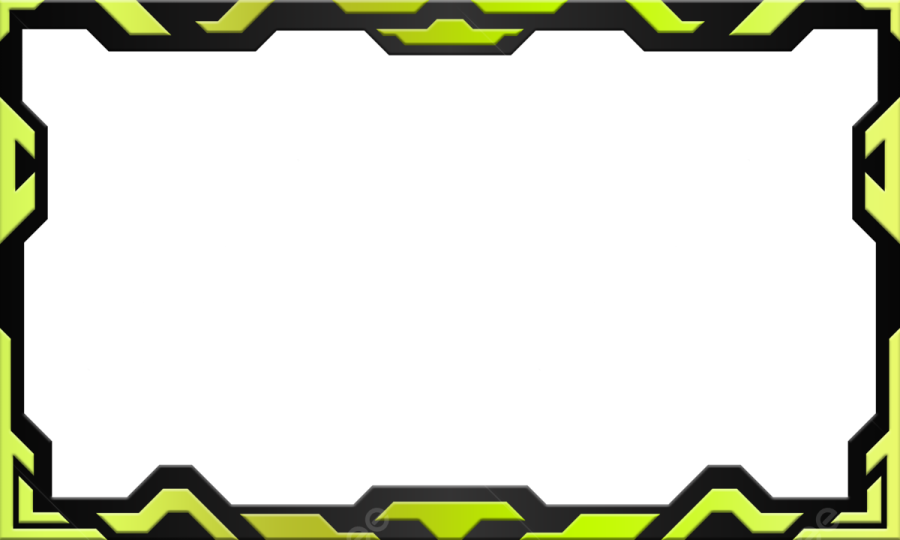 a green and black frame with a white background