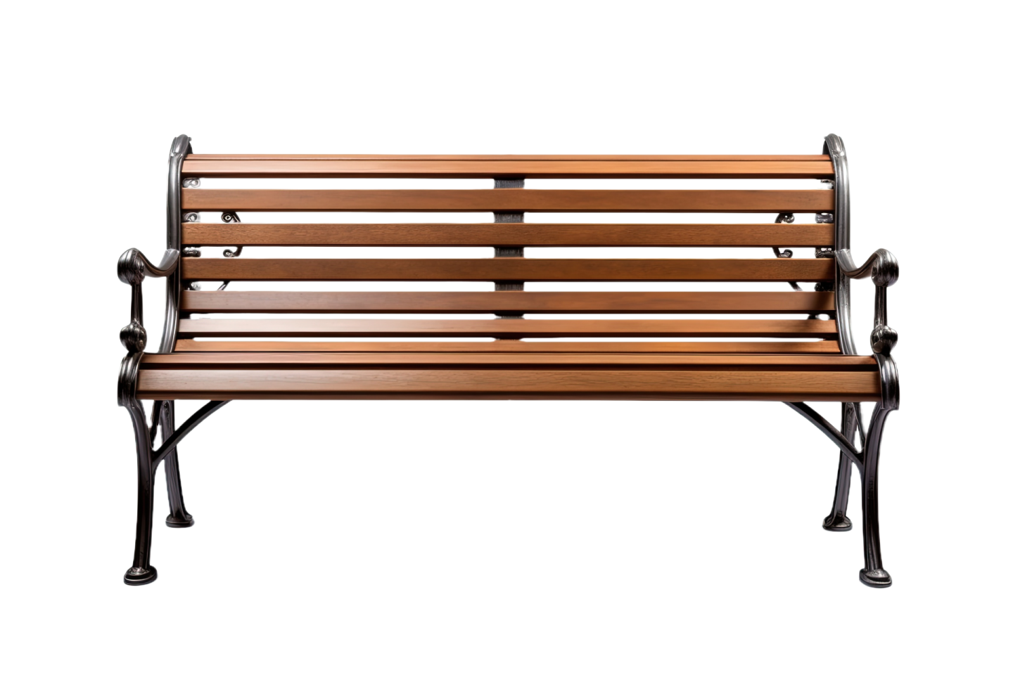 a wooden bench on a white background