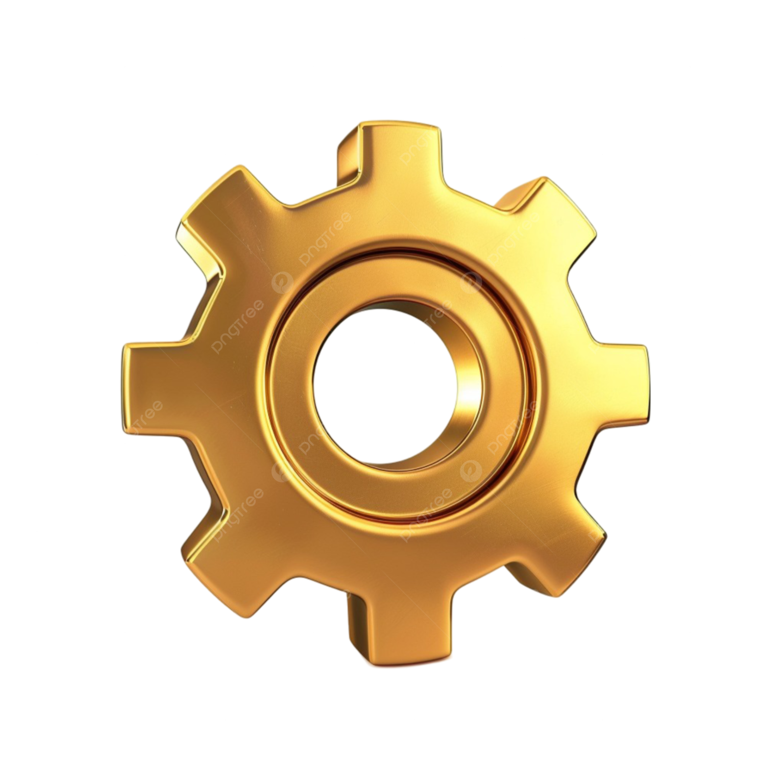 a golden gear wheel on a white background