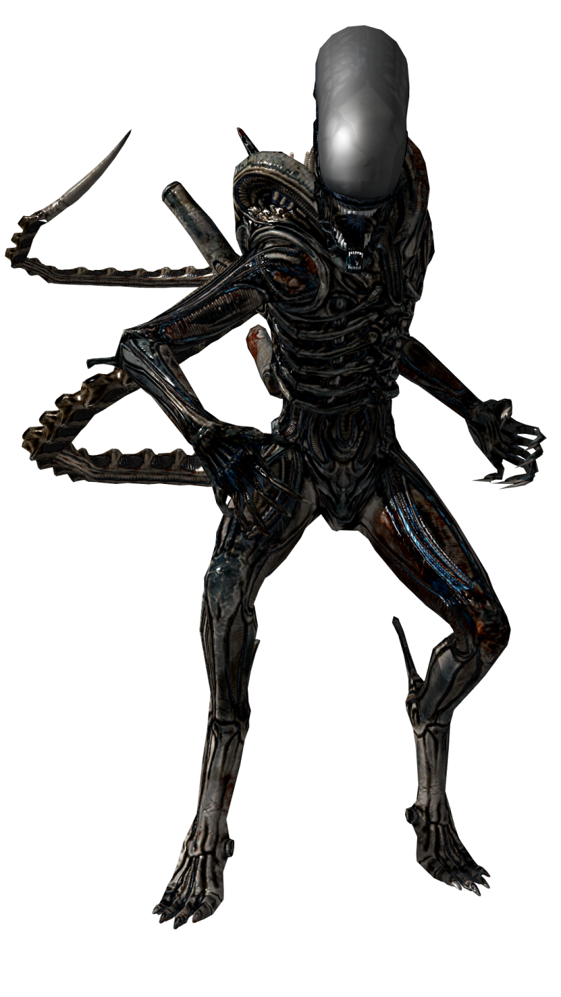 an alien with a knife in his hand