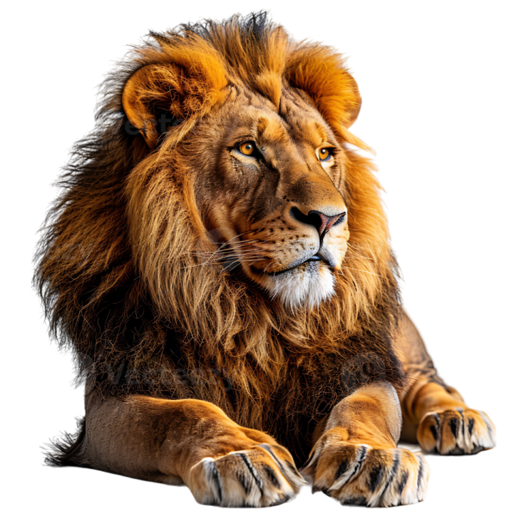 a close up of a lion laying down