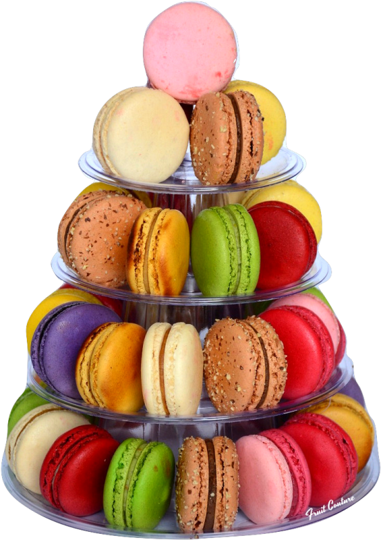a tower of colorful macarons