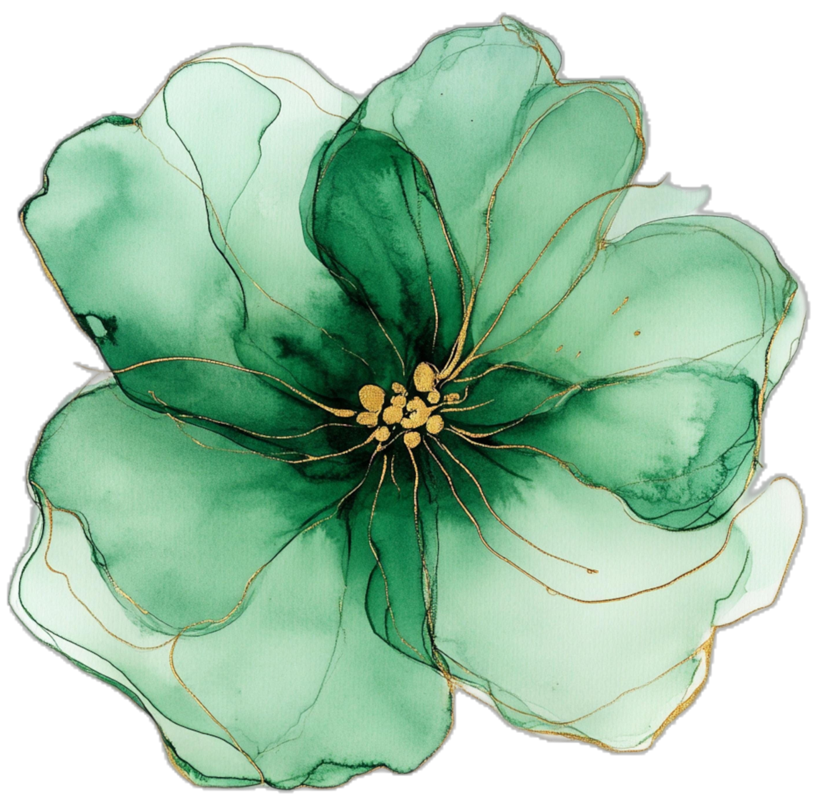 a green flower on a white background