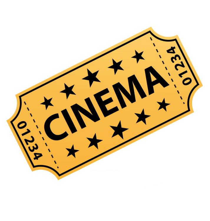 a yellow cinema ticket with stars