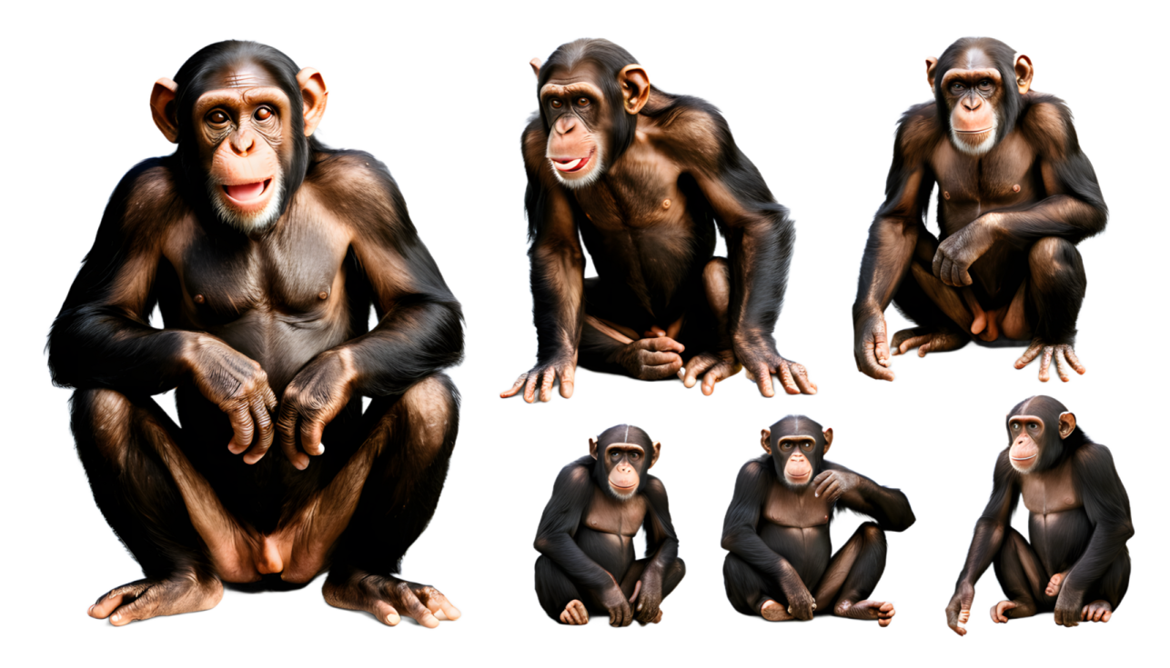 a group of monkeys sitting on the ground