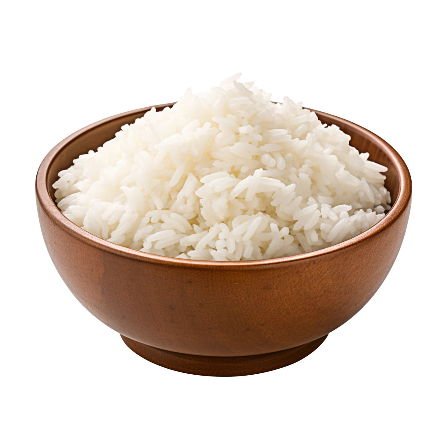 white rice in a wooden bowl