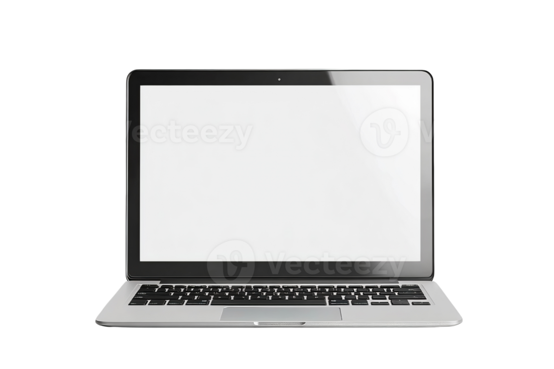a laptop with a blank screen on a white background