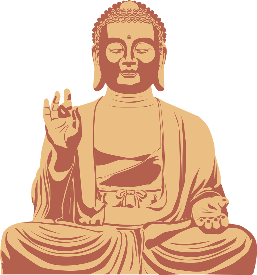 a buddha statue with his hands up