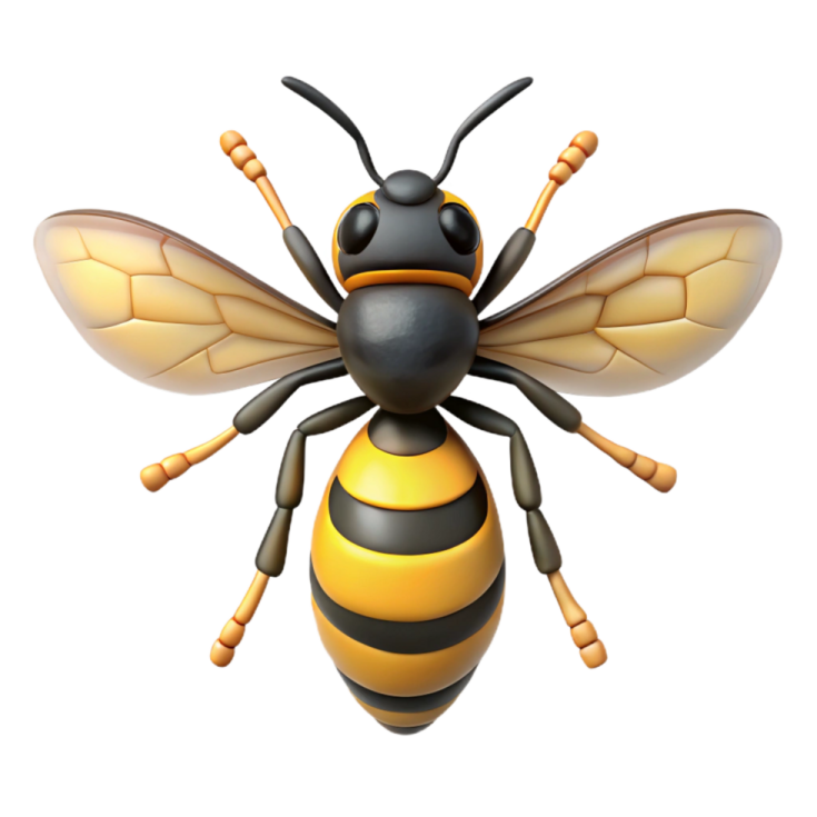 a bee on a white background