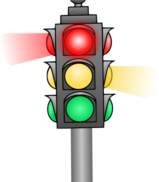 a traffic light with red and green lights